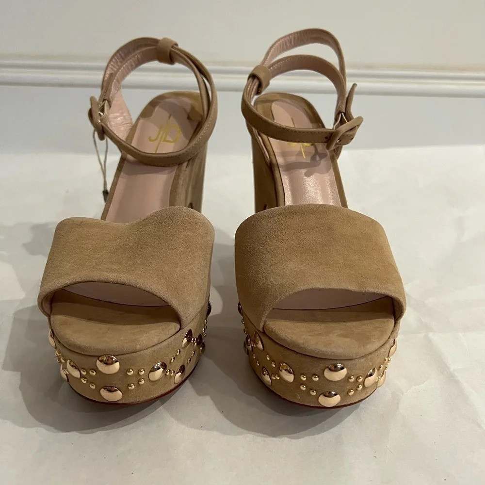 ITALIAN Julie Dee Platform Heels Beige Suede Women's Sz EU 39 US 9 NWB - Picture 3 of 10